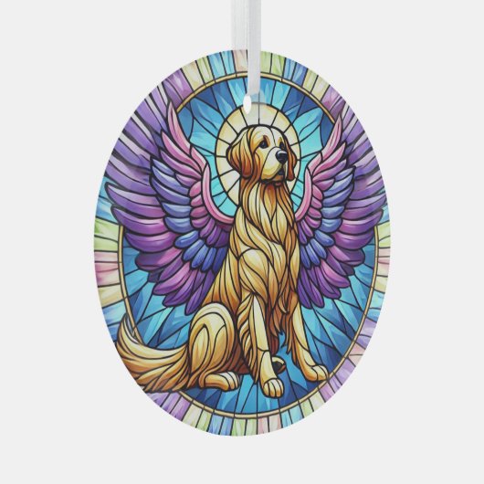 Golden Retriever Angel Blue Suncatcher Ornament (Voorkant Rechts)