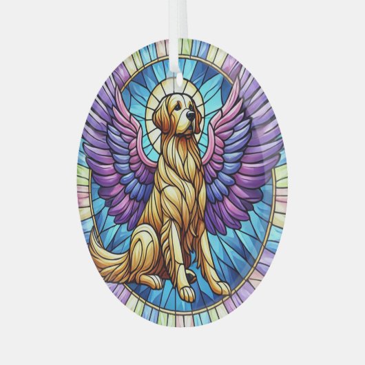 Golden Retriever Angel Blue Suncatcher Ornament (Voorkant links)