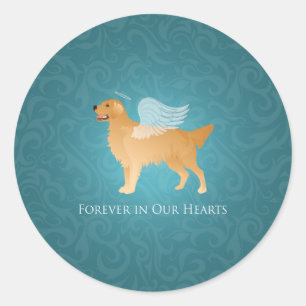 Golden Retriever Angel Dog - Pet Memorial Ronde Sticker