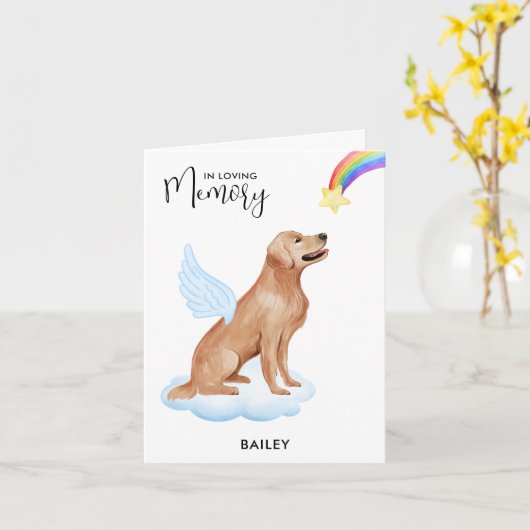 Golden Retriever Angel Dog Pet verloor sympathie Kaart (Gele Bloem)