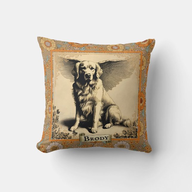  Golden Retriever Angel gepersonaliseerd Kussen (Voorkant)