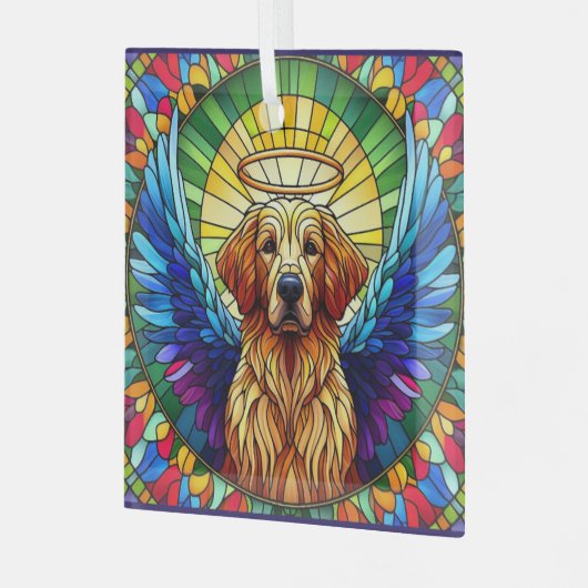 Golden Retriever Angel Glass Suncatcher Glas Ornament (Voorkant links)