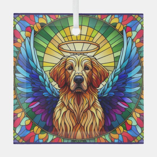 Golden Retriever Angel Glass Suncatcher Glas Ornament (Voorkant)
