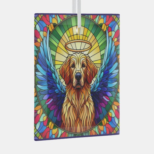 Golden Retriever Angel Glass Suncatcher Glas Ornament (Voorkant Rechts)