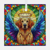 Golden Retriever Angel Glass Suncatcher Glas Ornament (Achterkant)