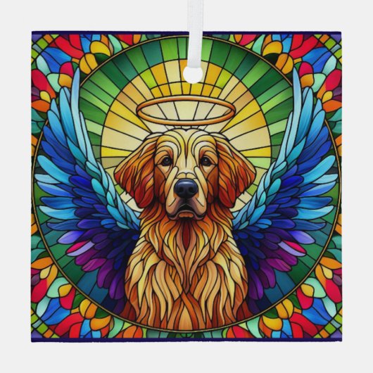 Golden Retriever Angel Glass Suncatcher Glas Ornament (Achterkant)