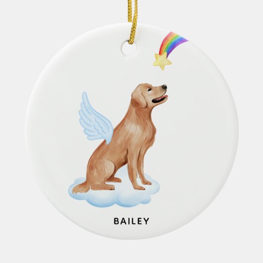 Golden Retriever Angel Persoonlijke hond Memorial Keramisch Ornament (Voorkant)