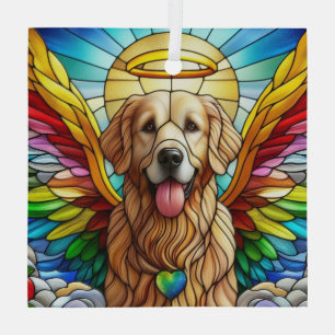Golden Retriever Angel Rainbow Suncatcher Glas Ornament