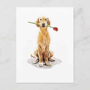 Golden Retriever Ansichtkaart – Aquarel Kunst Briefkaart