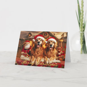 Golden Retriever Antiek kerst Kaart