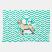 Golden Retriever; Aqua Green Chevron Theedoek (Horizontaal)