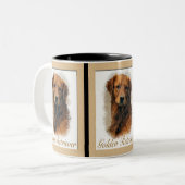 Golden Retriever Art Gifts Tweekleurige Koffiemok (Voorkant links)