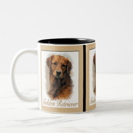 Golden Retriever Art Gifts Tweekleurige Koffiemok (Links)
