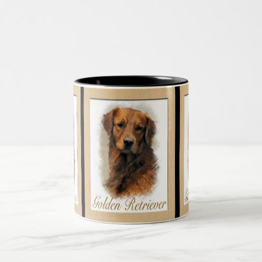 Golden Retriever Art Gifts Tweekleurige Koffiemok (Center)