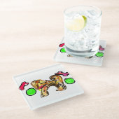 Golden retriever art glazen onderzetter (Schuin)