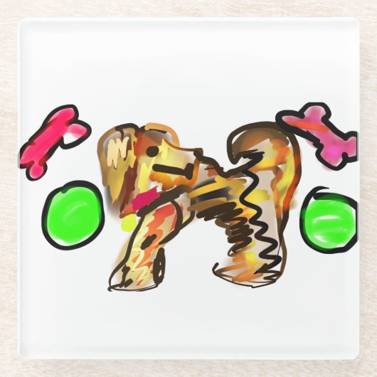 Golden retriever art glazen onderzetter (Voorkant)