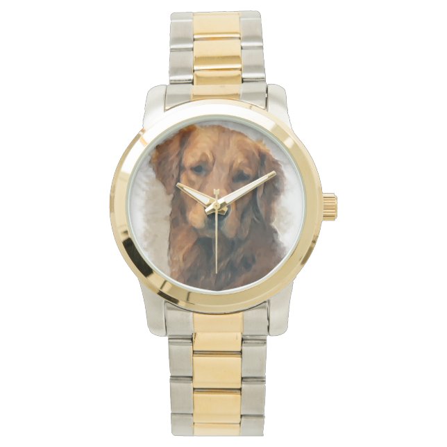 Golden Retriever Art Horloge (Voorkant)