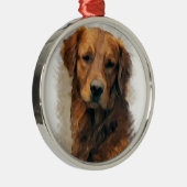 Golden Retriever Art Metalen Ornament (Rechts)