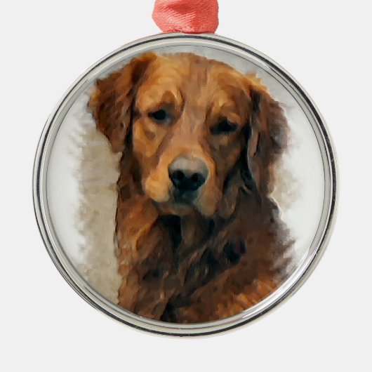 Golden Retriever Art Metalen Ornament (Voorkant)