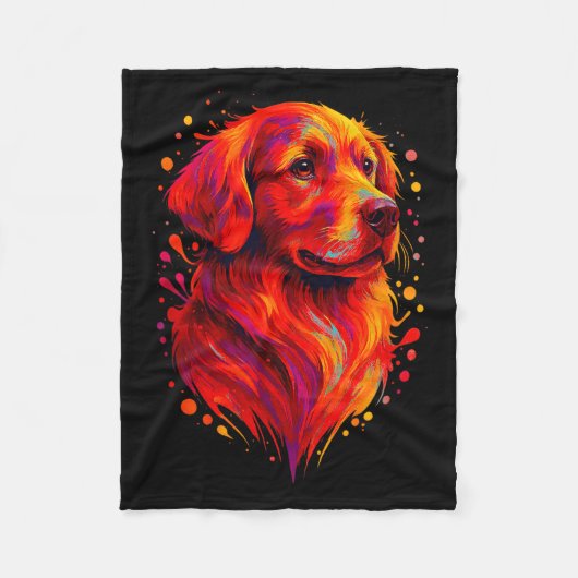 Golden Retriever Art Rtrait For Dog Owners  Fleece Deken (Voorkant)