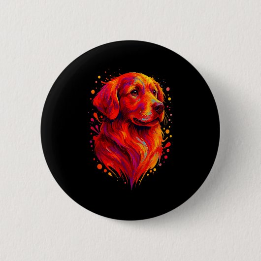 Golden Retriever Art Rtrait For Dog Owners  Ronde Button 5,7 Cm (Voorkant)