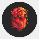 Golden Retriever Art Rtrait For Dog Owners  Ronde Sticker (Voorkant)