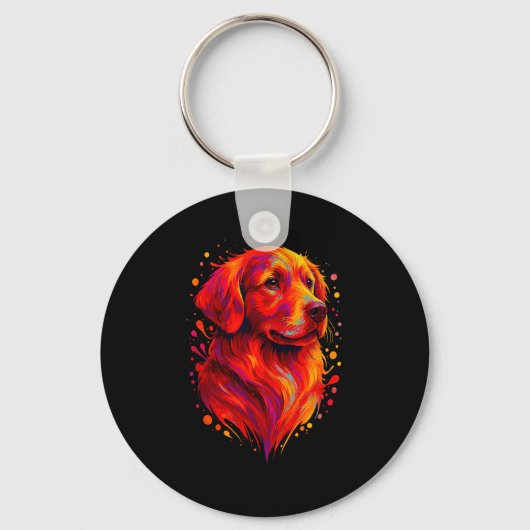 Golden Retriever Art Rtrait For Dog Owners  Sleutelhanger (Voorkant)