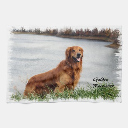 Golden Retriever Art Theedoek (Horizontaal)