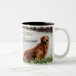 Golden Retriever Art Tweekleurige Koffiemok