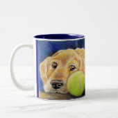 Golden Retriever art Tweekleurige Koffiemok (Links)
