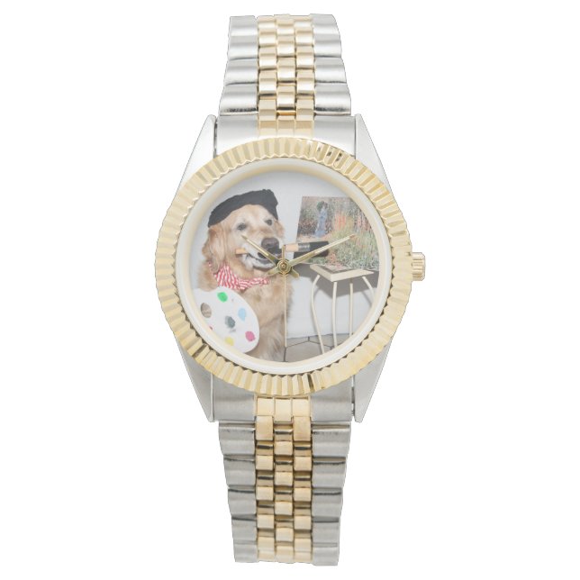 Golden Retriever Artist Horloge (Voorkant)