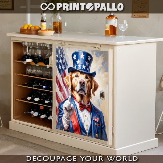 Golden Retriever as Uncle Sam with USA flag - Tissuepapier