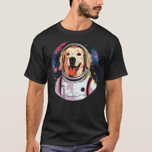 Golden Retriever Astronaut Funny Dog Space Suit T-shirt (Voorkant)