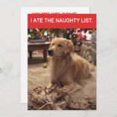 Golden Retriever Ate Naughty List kerstflat Feestdagenkaart (Voorkant / Achterkant)