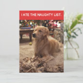 Golden Retriever Ate Naughty List kerstflat Feestdagenkaart (Staand voorkant)