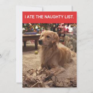 Golden Retriever Ate Naughty List kerstflat Feestdagenkaart