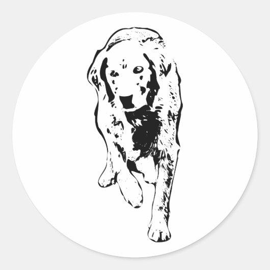 Golden Retriever Autumn Stride Ronde Sticker (Voorkant)