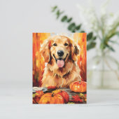 Golden Retriever Autumn Thanksgiving Briefkaart (Staand voorkant)