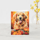 Golden Retriever Autumn Thanksgiving Kaart (Gele Bloem)