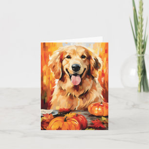 Golden Retriever Autumn Thanksgiving Kaart