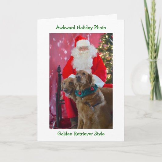 Golden Retriever Awkward Christmas Kaart (Voorkant)
