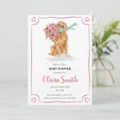 Golden Retriever Baby Shower Invite Kaart (Staand voorkant)