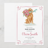 Golden Retriever Baby Shower Invite Kaart (Voorkant / Achterkant)