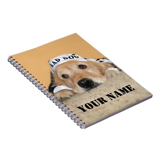 Golden Retriever Bad Dog gevangene Notitieboek (Rechterzijde)