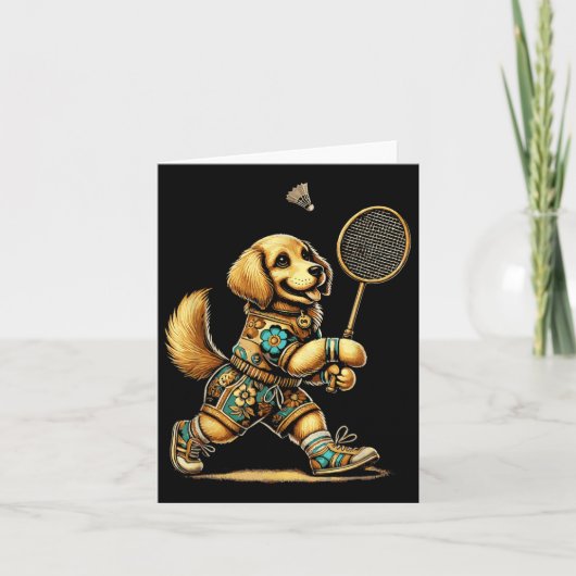 Golden Retriever Badminton Player Shuttle Kaart (Voorkant)