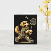 Golden Retriever Badminton Player Shuttle Kaart (Gele Bloem)