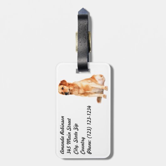 Golden Retriever Bagagelabel (Achterkant verticaal)