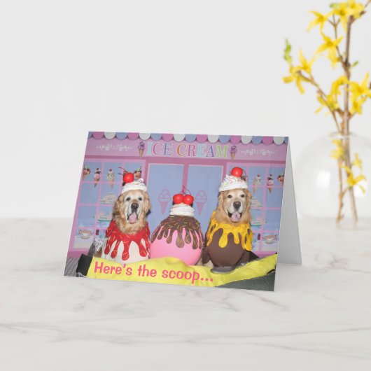 Golden Retriever Banana Split Verjaardag Kaart (Gele Bloem)