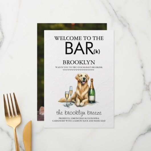 Golden Retriever Bar Menu (Voorkant / Achterkant in situ)