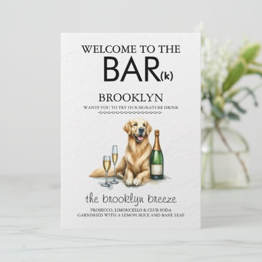 Golden Retriever Bar Menu (Staand voorkant)